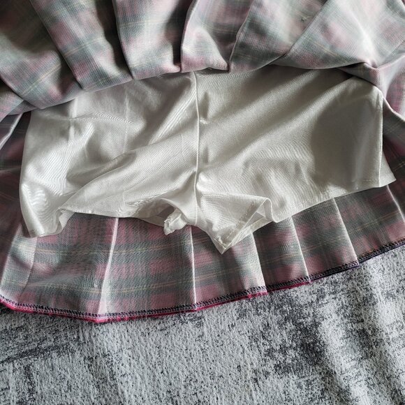 Cute Pink Tartan Punk Kilt w/ wallet chain DIY custom + ooak - Picture 12 of 14